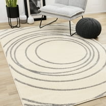 Rug Branch Contemporary Geometric, Tonal/Solid Cream Indoor Area Rug - 5' x 8'