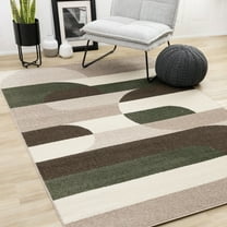 Rug Branch Contemporary Geometric, Tonal/Solid Cream Indoor Area Rug - 5' x 8'