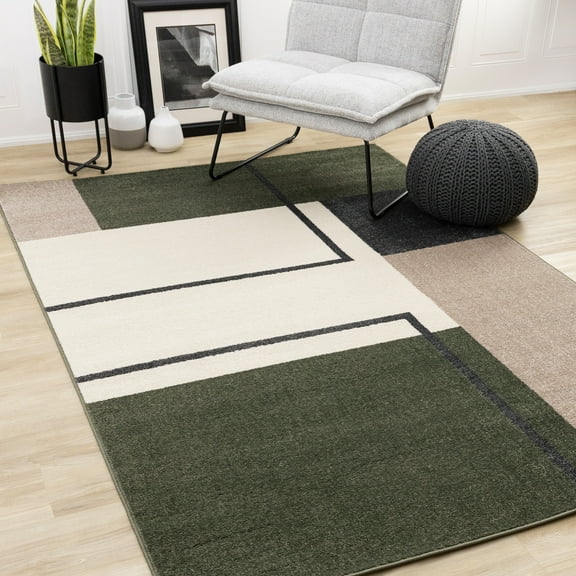 Rug Branch Contemporary Geometric, Tonal/Solid Green Indoor Area Rug - 8' x 11'