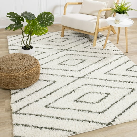 Rug Branch Contemporary Geometric, Trellis Cream Indoor Area Rug - 5' x 8'