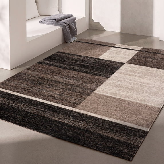 Rug Branch Contemporary Mid-Century Modern Brown Beige Indoor Area Rug - 4x6