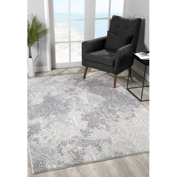 Rug Branch Contemporary Modern Floral Grey Beige Indoor Area Rug - 5x7