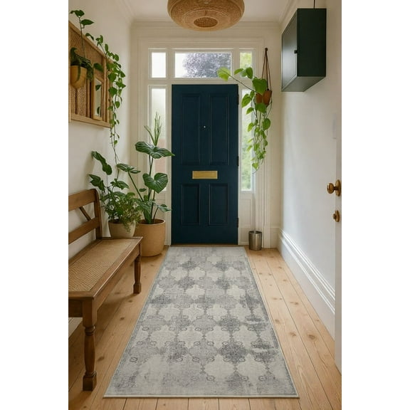 Rug Branch Contemporary Moroccan Grey Beige Indoor Runner Rug - 2x6