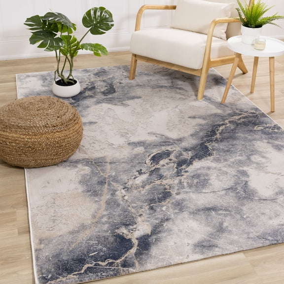 Rug Branch Contemporary Organic Blue Indoor Area Rug - 5' x 8'