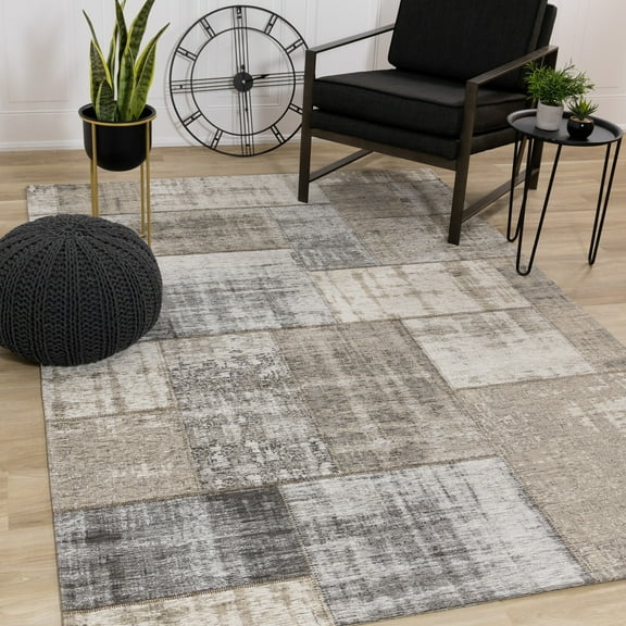 Rug Branch Contemporary Patchwork Grey Indoor Area Rug - 5' x 8'