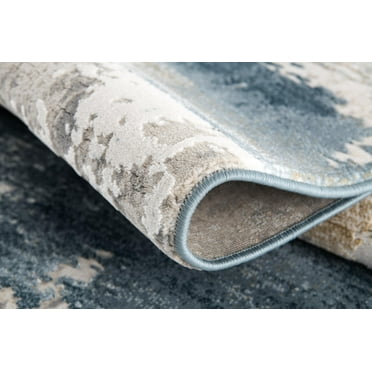 Rug Branch Contemporary Scandinavian  Blue Beige Indoor Runner Rug - 2x13