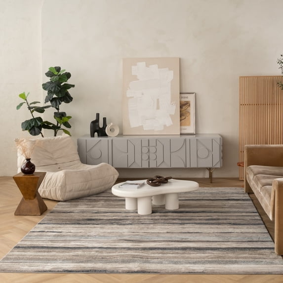 Rug Branch Contemporary Scandinavian Blue Brown Indoor Area Rug - 5x7