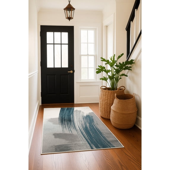 Rug Branch Contemporary Scandinavian Blue White Indoor Area Rug - 4x6