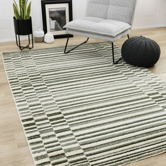 Rug Branch Contemporary Stripes Green Indoor Area Rug - 8' x 11'