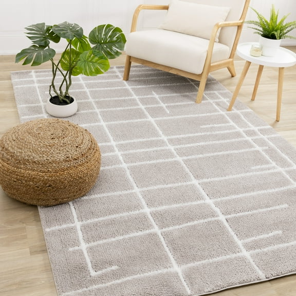 Rug Branch Contemporary Stripes, Tonal/Solid Grey Indoor Area Rug - 8' x 11'