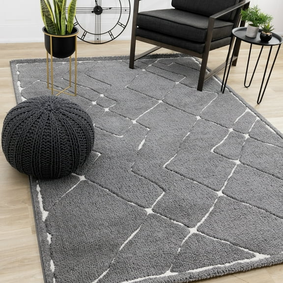 Rug Branch Contemporary Tonal/Solid, Trellis Grey Indoor Area Rug - 8' x 11'