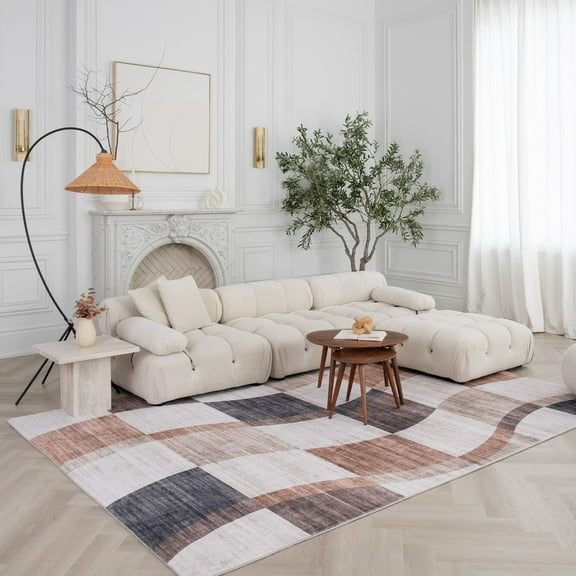 Rug Branch Eclipse Abstract Checkered Brown Beige Indoor Area Rug - 6x9