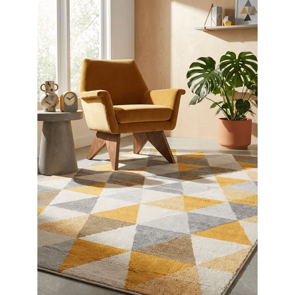 Rug Branch Geometric Mid-Century Modern Yellow Beige Indoor Area Rug - 8x10
