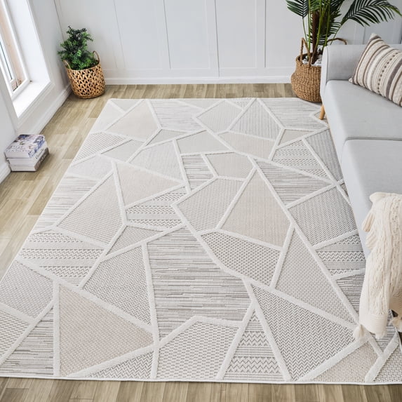 Rug Branch Geometric Modern Abstract Cream Beige Indoor Area Rug - 8x11