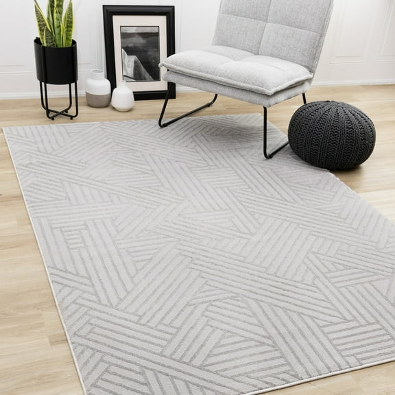 Rug Branch Geometric, Tonal/Solid Grey Indoor Area Rug - 5' x 8'