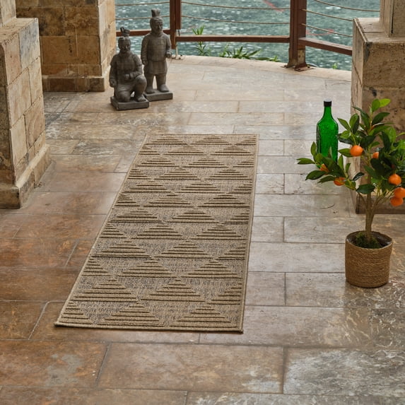 Rug Branch Hogar Modern Abstract Indoor Jute Runner Rug, Brown Beige - 2'x8'