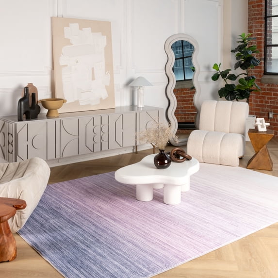 Rug Branch Kids Modern Minimalist Abstract Purple Cream Indoor Soft Area Rug - 5x7