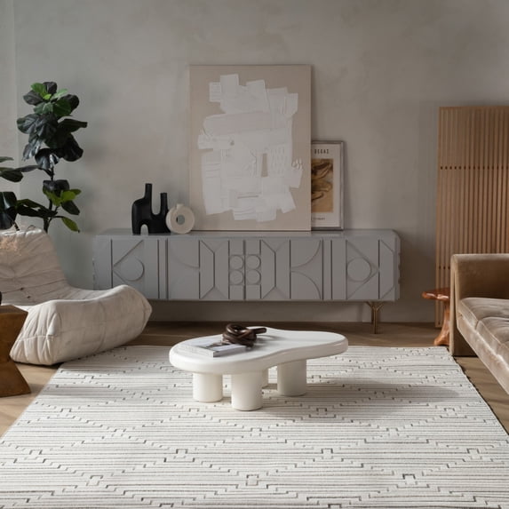 Rug Branch Maise Modern Abstract Indoor Area Rug, Cream Beige - 5'x7'