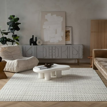 Rug Branch Maise Modern Abstract Indoor Outdoor Area Rug, Cream Beige - 8'x10'