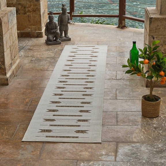 Rug Branch Maise Modern Abstract Indoor Runner Rug, Beige Brown - 2'x10'