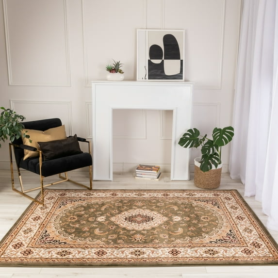 Rug Branch Majestic Traditional Persian Green Beige Indoor Area Rug - 6'6" X 9'4"