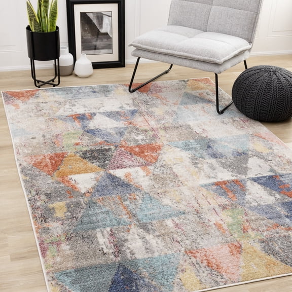 Rug Branch Mid-Century Geometric Distressed Indoor Area Rug - 5' x 8'
