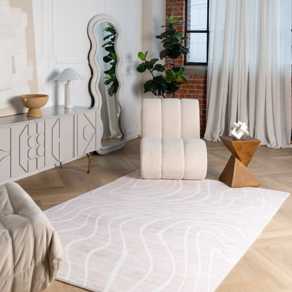 Rug Branch Minimalist Modern Abstract Beige Cream Indoor Soft Area Rug - 4x6