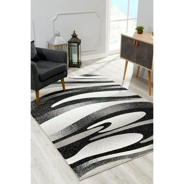 Rug Branch Modern Abstract Boho Black Grey Indoor Runner Rug - 3x20