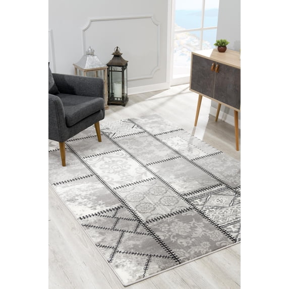 Rug Branch Modern Abstract Boho Grey Beige Indoor Area Rug - 6x9