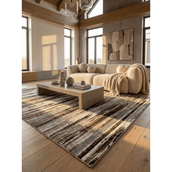 Rug Branch Modern Abstract Camo Brown Beige Indoor Area Rug - 4x6
