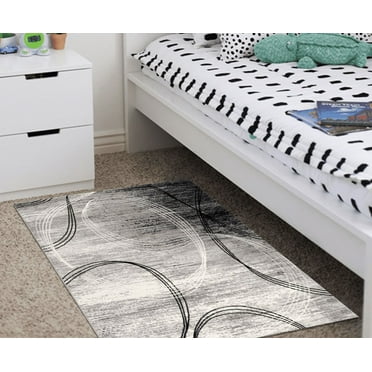 Rug Branch Modern Abstract Swirls Grey Black Indoor Doormat Rug - 2x4