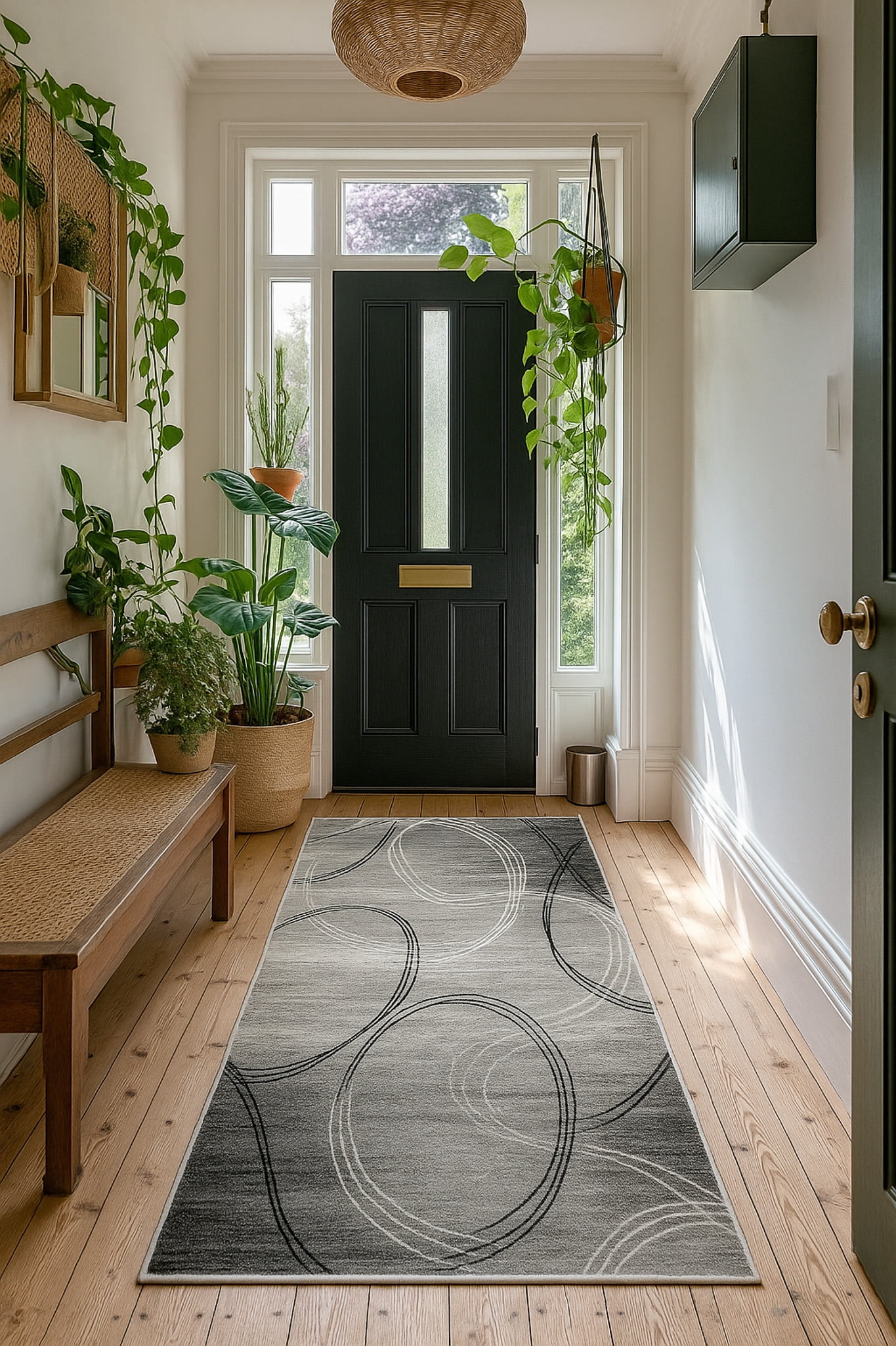 Rug Branch Modern Abstract Swirls Grey Black Indoor Runner Rug - 2x15 ...