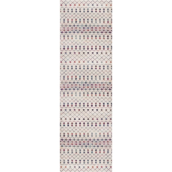 Rug Branch Modern Boho Beige Blue Indoor Runner Rug - 2x10