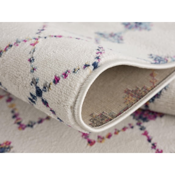 Rug Branch Modern Boho Beige Blue Indoor Runner Rug - 2x6