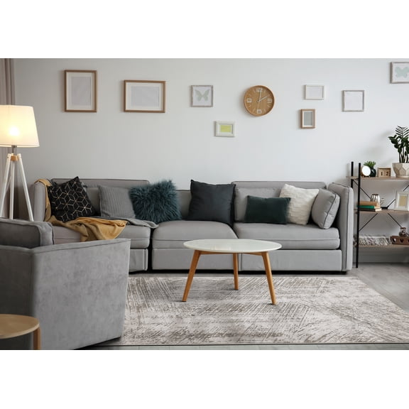 Rug Branch Modern Distressed Grey Indoor Area Rug - 5' x 8'