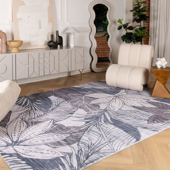 Rug Branch Modern Floral  Brown Grey Indoor Soft Area Rug - 6x9