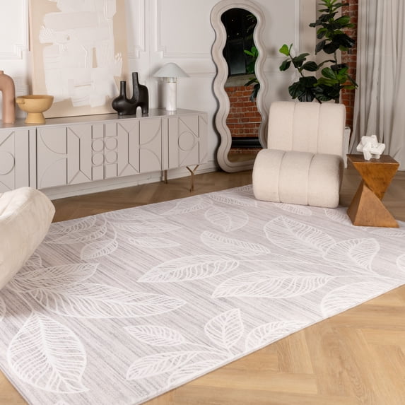 Rug Branch Modern Floral Cream Beige Indoor Soft Area Rug - 5x7