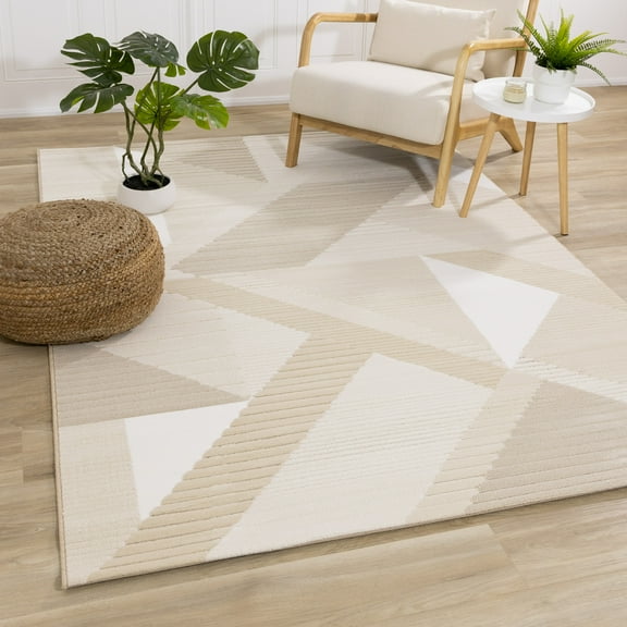 Rug Branch Modern Geometric Beige Indoor Area Rug - 7' x 10'