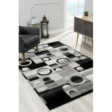 Rug Branch Modern Geometric Checkered Black Grey Indoor Doormat Rug - 2x4