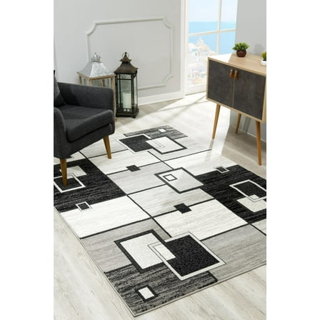 Rug Branch Modern Geometric Checkered Grey Black Indoor Area Rug - 5x7