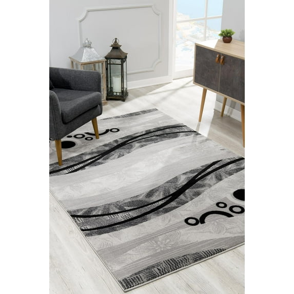 Rug Branch Modern Geometric Grey Black Indoor Doormat Rug - 3x5