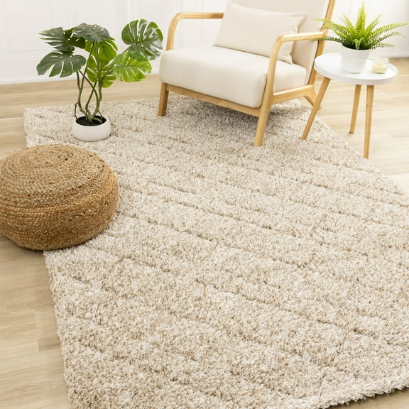 Rug Branch Modern Geometric, Tonal/Solid Beige Indoor Area Rug - 5' x 8'