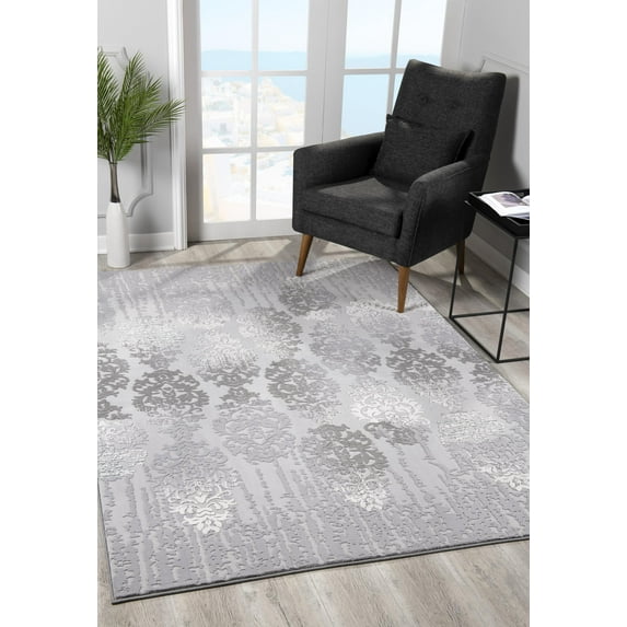 Rug Branch Modern Scandinavian Floral Grey Beige Indoor Runner Rug - 2x15