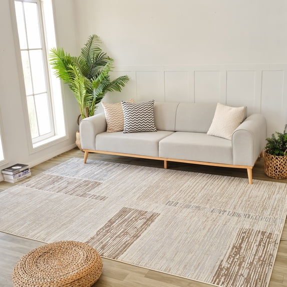 Rug Branch Nomad Modern Abstract Indoor Area Rug, Beige Brown - 4'x6'