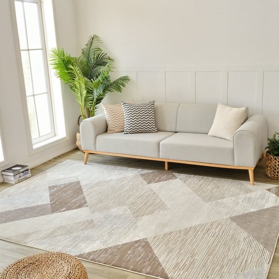 Rug Branch Nomad Modern Abstract Indoor Area Rug, Beige Brown - 5'x7'