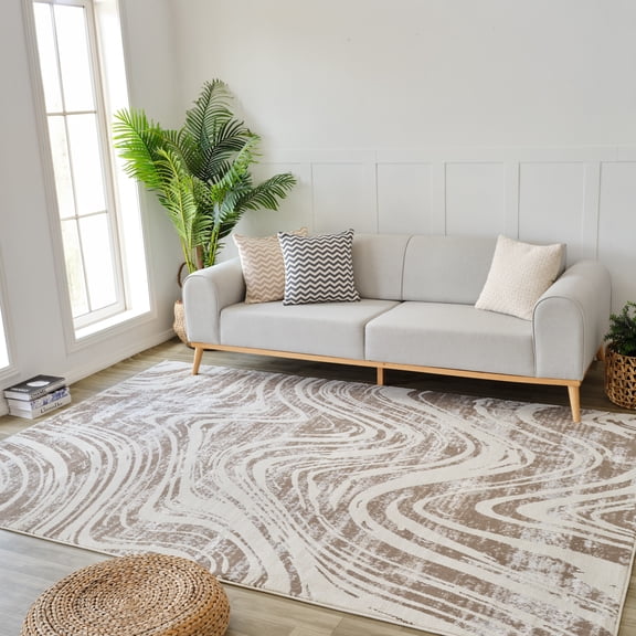 Rug Branch Nomad Modern Abstract Indoor Area Rug, Beige Brown - 8'x10'