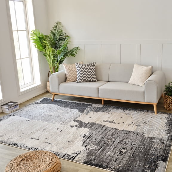 Rug Branch Nomad Modern Abstract Indoor Area Rug, Black Beige - 8'x10'