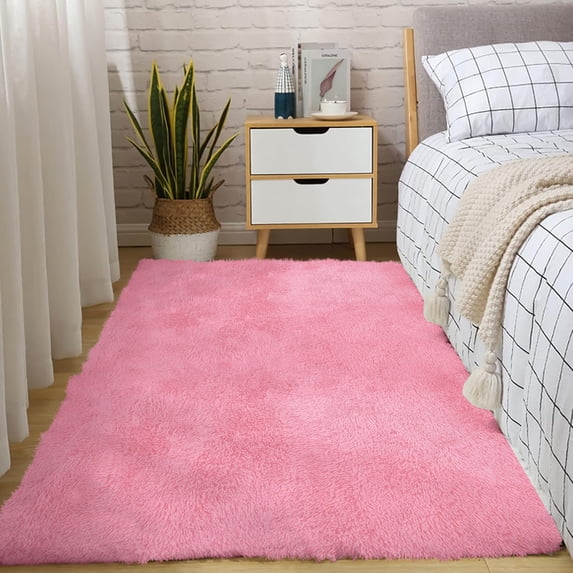 Rug Branch Plain Plush Shag Pink Indoor Area Rug - 4x6