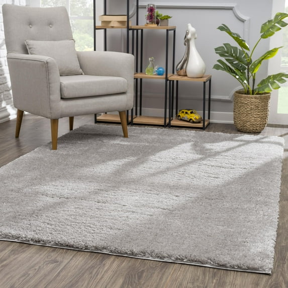 Rug Branch Plain Shag Grey Indoor Area Rug - 4x6