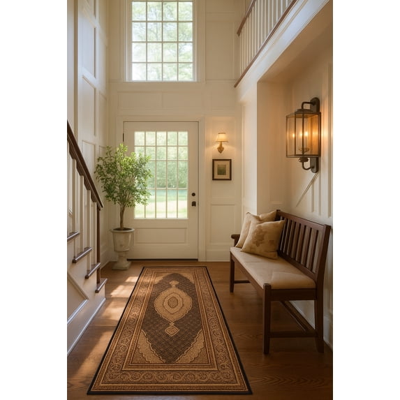 Rug Branch Traditional Moroccan Black Beige Indoor Runner Rug - 2x20